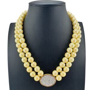 Vintage Avon 1990s President's Club Faux Pearls Double Strand 20" Necklace